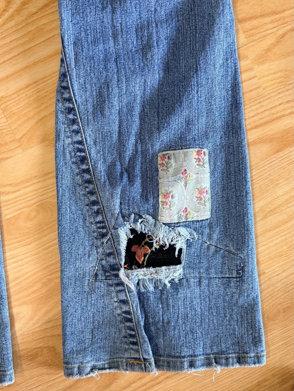 Cache Blue, black & yellow Patchwork Bootcut Jeans - Picture 10 of 14